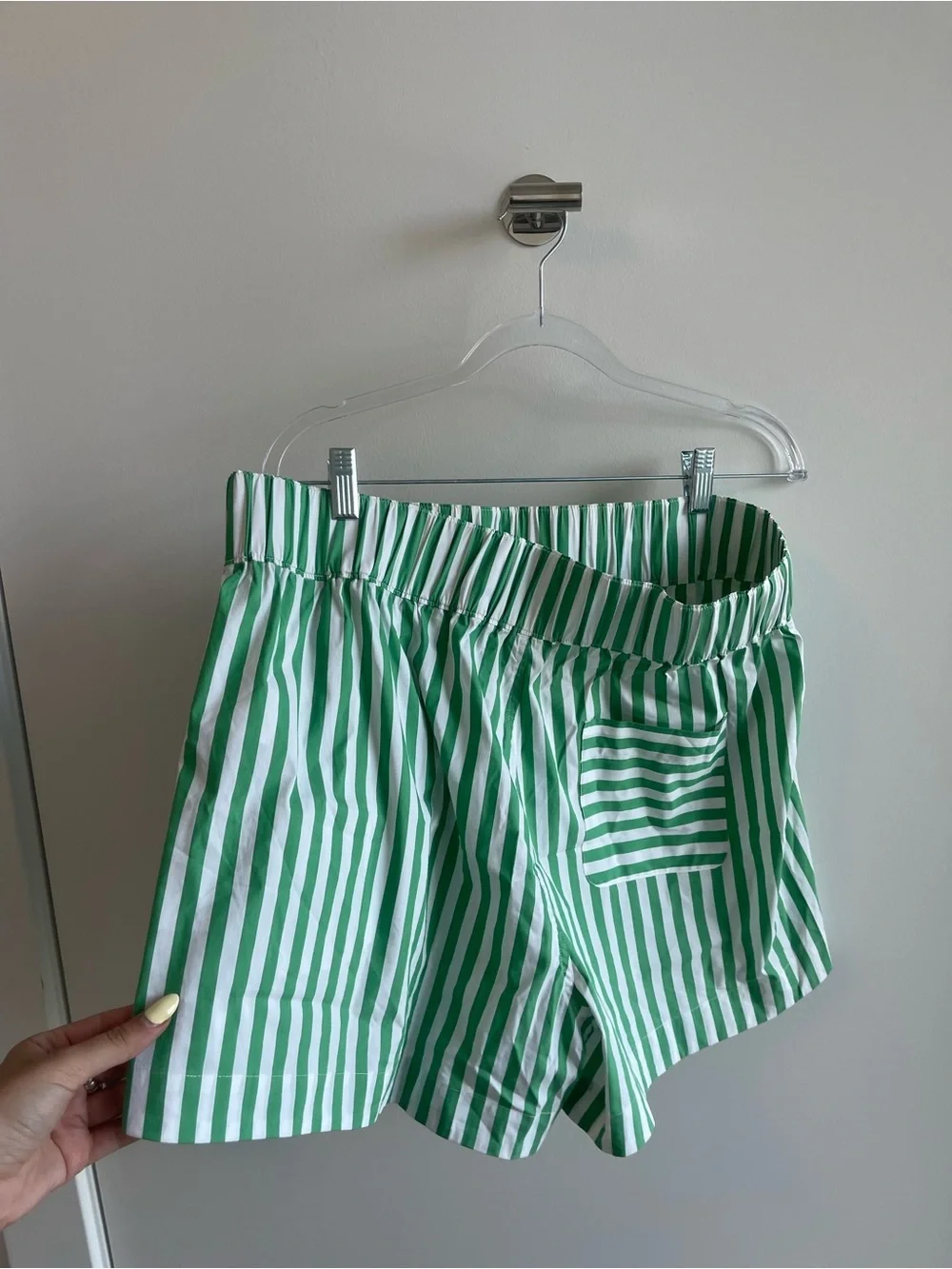 AYR Staycation Green and White Striped High-Waist Women’s Shorts